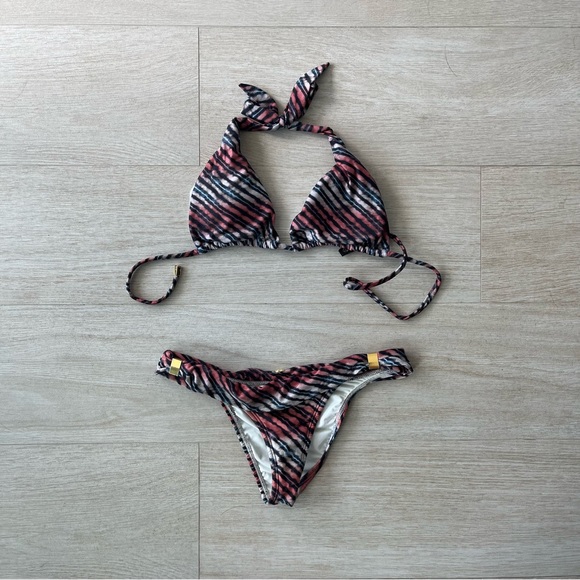VIX PAULA HERMANNY gold embellished tiger print bikini set. Two-piece bikini set - Picture 1 of 6